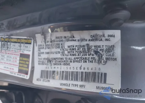 2005 Mitsubishi Endeavor Ls z USA, uszkodzony, nr VIN 4A4MM21S85E006438